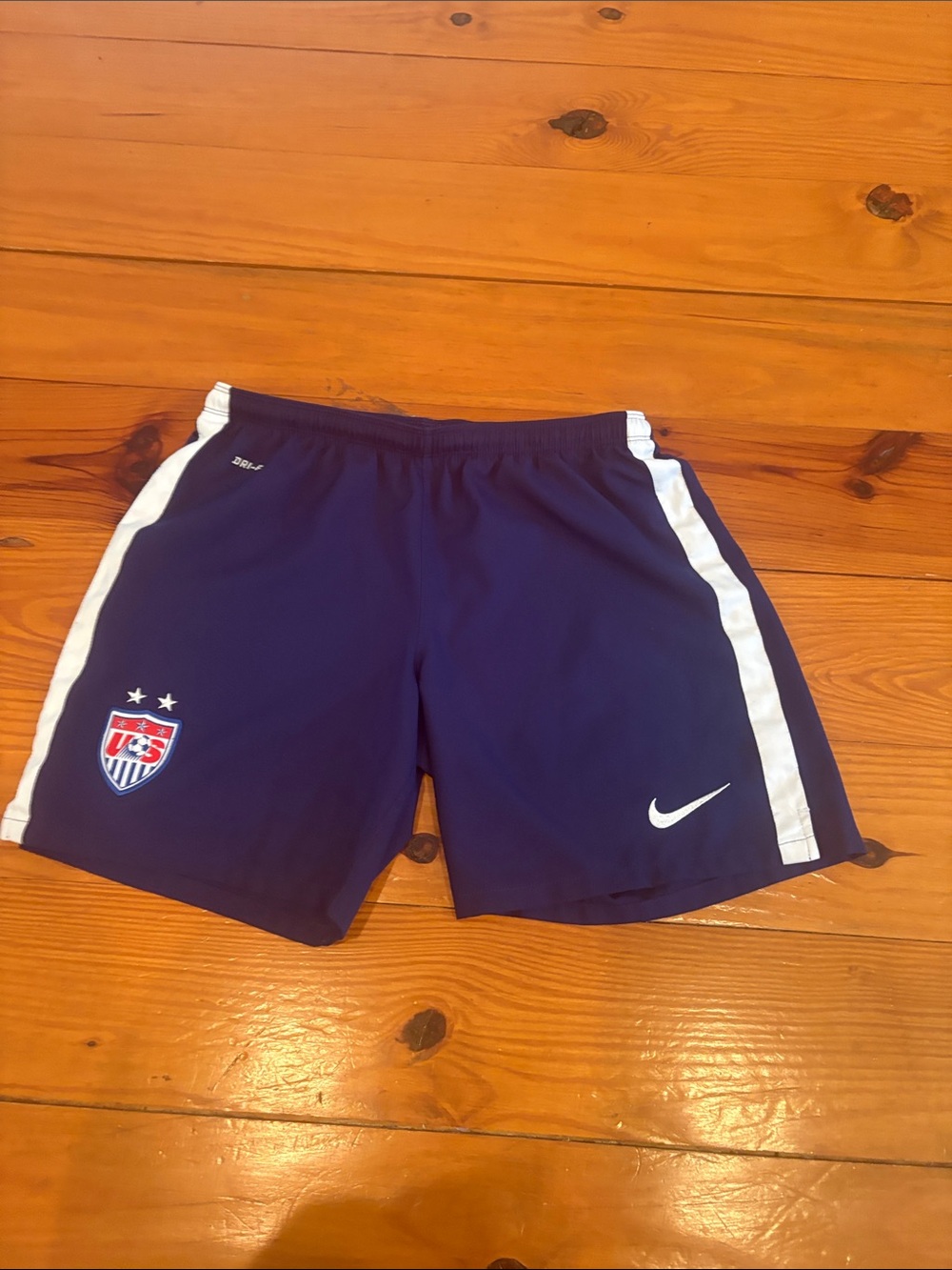Nike Navy and White Soccer Shorts with US Crest